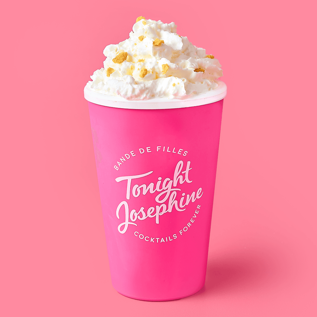 Coffee cocktail in a Tonight Josephine branded pink cup